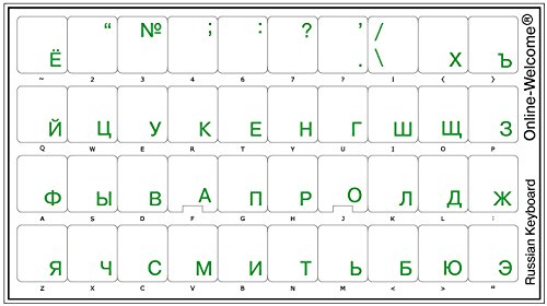 Pegatinas de Teclado Ruso Transparentes Letras Verdes para Laptop miniatura 2