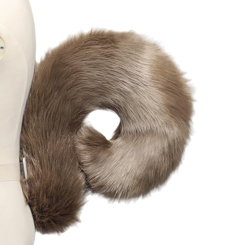 CCUUHJ Cute Squirrel Tail Cosplay Costume Accessory Furry Tail for Adults Brown Tail for Halloween Party (Tail Brown)
