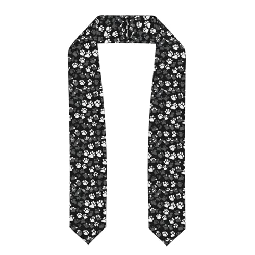 Black and white Paw Print Premium Quality Graduation Stole Colorful Stole for Adult Length 72