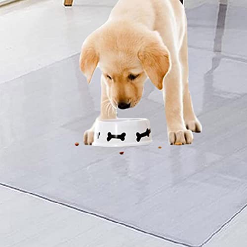 KingMSPG Tapis d'alimentation Transparent en PVC pour Animaux domestiques, Tapis d'alimentation antidérapant en Plastique Facile à Nettoyer, Tapis imperméable pour gamelle de Chien et Chat Cover