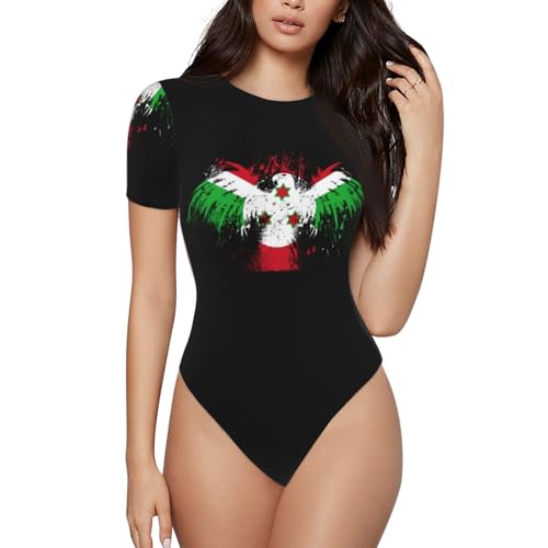 Women'S Crew Neck Short Sleeve Bodysuit Basic T Shirts Tops Burundi Burundian Flag One Piece Bodysuits Small