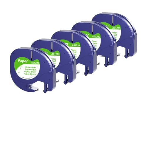 12mm 5-20PK�}���`�J���[�v���X�`�b�N�y�[�p�[���x���e�[�v4M���[�x�����[�J�[LT100H LT-100T 91200 91201�ƌ݊���(5PK paper white)