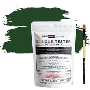 HQC Paint Wall and Ceilings Matt | Sample Colour Tester Pot with Brush | Quick Drying Quality Interior Paint | Contemporary Finish | Racing Green Colour 25ml