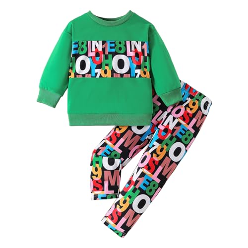 Kid Girl Letter Graphic Sweatshirt Set Long Sleeve Pullover and Leggings Fall Winter Clothing 2 Piece