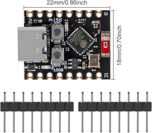 Image of ESP32 C3 Mini Development Board - WiFi & Bluetooth 5.0, 160MHz RISC-V Processor, Ideal for IoT Projects and Arduino Compatibility