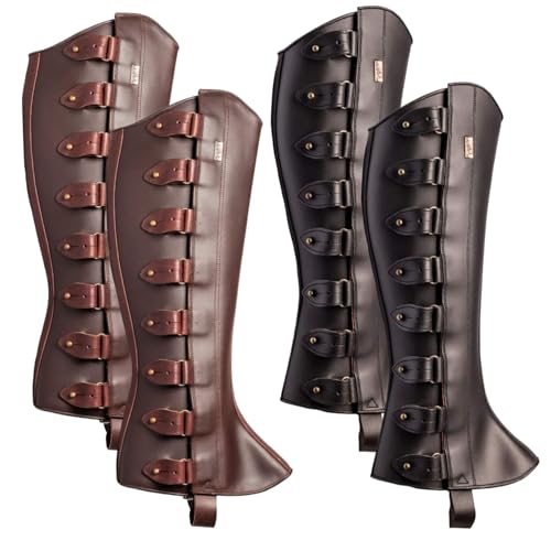 Armure de jambe médiévale avec fixation réglable en cuir synthétique - 4