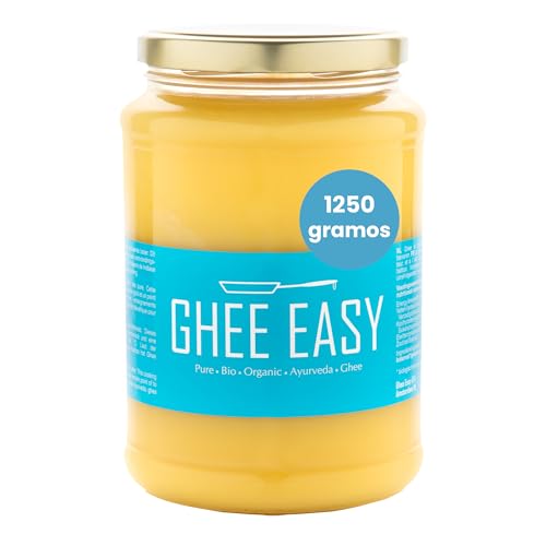 Ghee Easy 1250g Bio Ghee De Vacas Alimentadas Con Pasto - Ghee Ayurvédico Auténtico Y Puro, Sin Aditivos - Certificado Orgánico Y Biológico - Libre De Lactosa Y Gluten - 100 Europeo