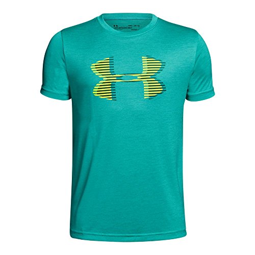 Under Armour Boys' Tech Big Logo Printed T-Shirt, Teal Punch/Tokyo Lemon, Youth Medium