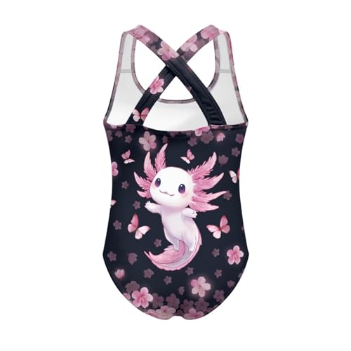 Image of WELLFLYHOM Girls Bathing Suits Size 5-14 One Piece Cross Back Swimsuit Sleeveless Full Coverage Swimwear for Beach Swimming