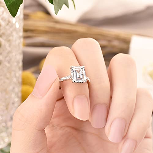 Sheloves 3 Carat Emerald Cut Engagement Rings For Women Aaaaa White Cz 925 Sterling Silver Wedding Ring Sz 7 #TOP6