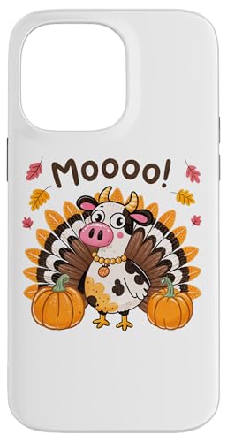 Moooo Funny Cow Pavo Humor de Acción de Gracias Carcasa para iPhone 14 Pro Max