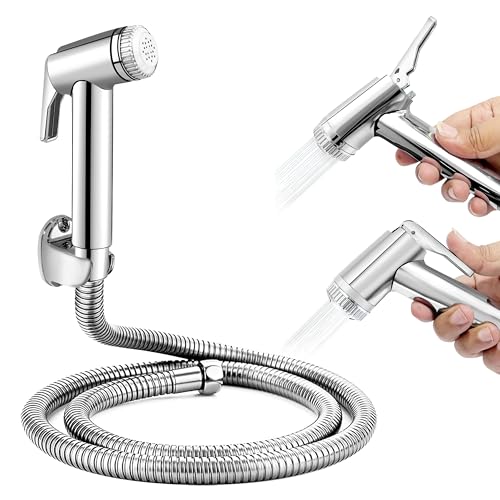 Image of Plantex Jet Spray for Toilet /ABS Health Faucet with 1 Meter Shower Hose Pipe and Wall Hook /Health Faucet Set for Bathroom /Hand Gun for Toilet - (Jecquar, Chrome)