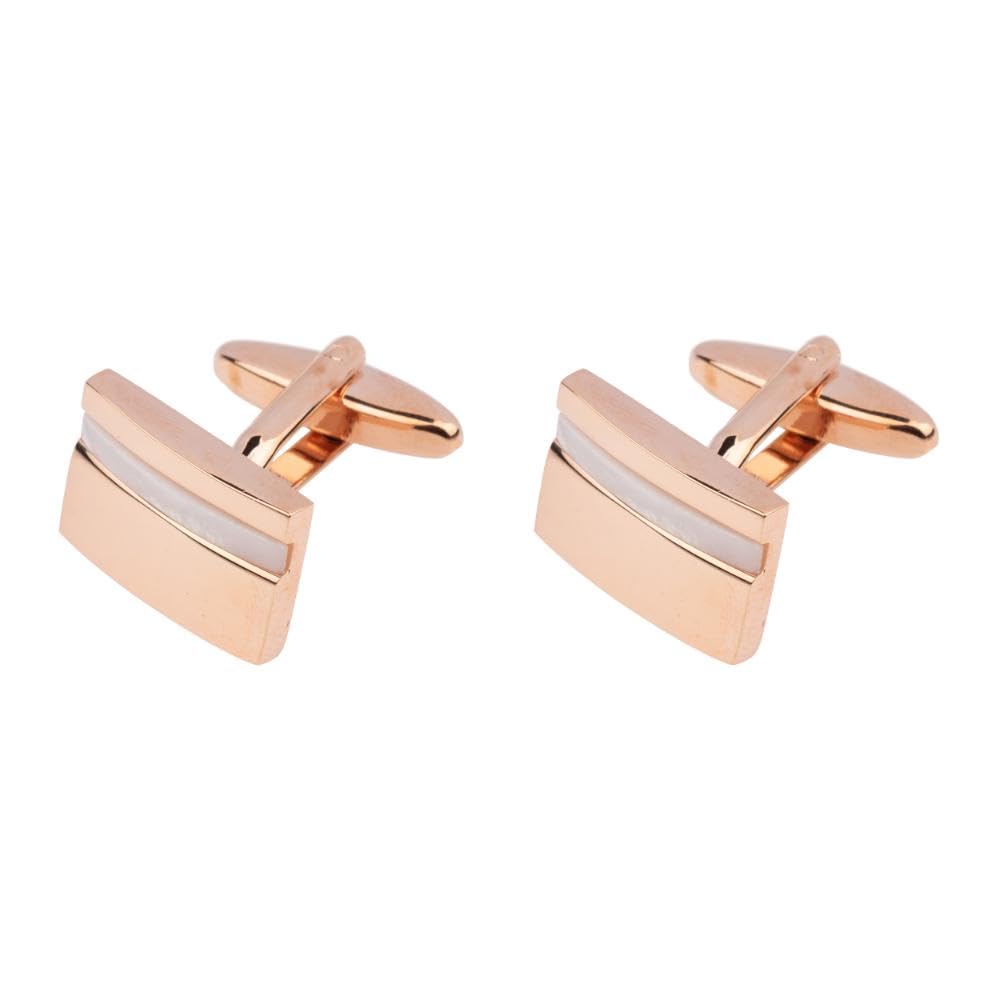 Rose Gold Rectangular Cufflinks – Crystal White Detailing, Premium Formal Gift-image-16