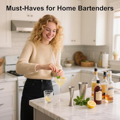 Image of 12 inch Cocktail Mixing Spoon Set, 2-Pack Spiral Stirrer for Bartenders | 304 Stainless Bar Spoon Set. Great for Tall Glasses. Spiral Shaft ensures quiet, smooth stirring for home & pro bars.