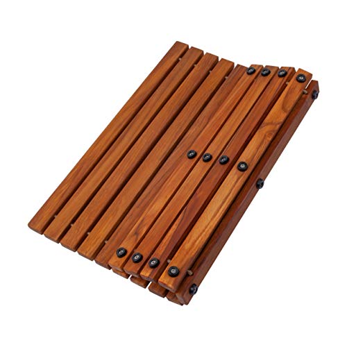 Nordic Teak 100% Solid Teak Wood String Mat - Indoor and Outdoor Use - Non-Slip Wooden Platform for Sauna, Pool, Hot Tub Flooring Decor and Protector (Oiled Finish, 19.6" x 19.6")