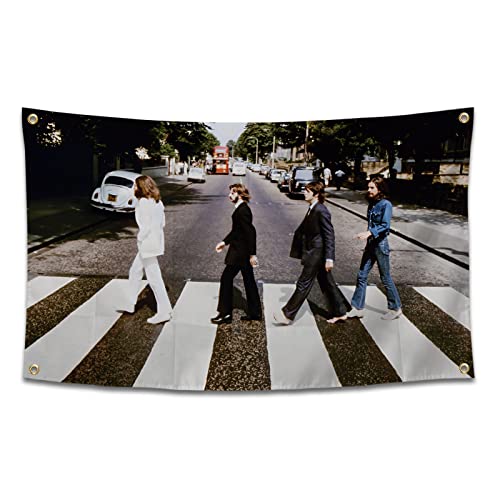 Musical Artist Beatles Album Cover Funny Poster Durable Man Cave Wall Flag with Brass Grommets 3x5 Feet for College Dorm Room Decor, Bedroom, Parties, Gifts, Travel, Events, Festivals
