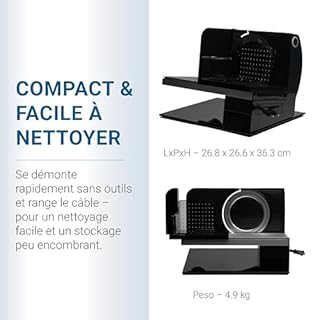 EUREL RS92 Trancheuse Électrique Noire – Trancheuse à Jambon, Pain et Charcuterie, Lame Inox, Épaisseur Réglable 0–15 mm, Plateau de Service et Rangement, Moteur CC EcoDrive 80 W