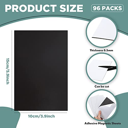 Image of Macarrie 4 x 6 Adhesive Magnetic Sheets with Adhesive Backing Cuttable Magnetic Paper Stickers Flexible Peel and Stick for Picture Crafts Die Storage Photos(96 Pcs)