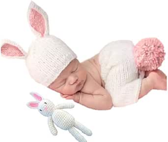 Costume Coniglio Grigio Per Neonato - Cappello E Outfit A Maglia Per Foto E Feste - Foto 10