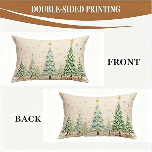 Housse coussin 40x80cm Noël en lin blanc imperméable anti tache G670