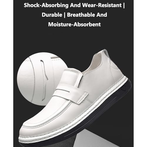 Men's Leather Flat Penny Loafers Comfortable Round Toe Soft Sole Foldable Non-Slip Work Driving Oxford Shoes 5