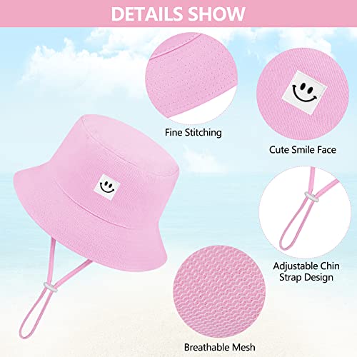 Cooraby 4 Pack Baby Sun Hat Breathable Smile Bucket Hat Toddler Sun Protective Bucket Hat Adjustable Cap For Baby Girl Boy (2-4T) #TOP2