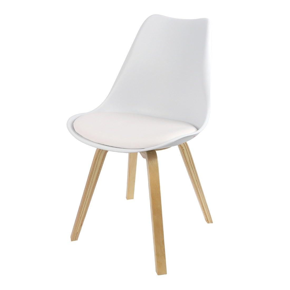 PRICE FACTORY Lot de 4 chaises Design Blanches avec Coussin Collection MIA