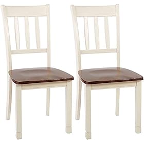 Signature Design by Ashley Whitesburg Cottage Rake Back Dining Chair, 2 Count, Brown & White 41FG+GhTPuL. SS280