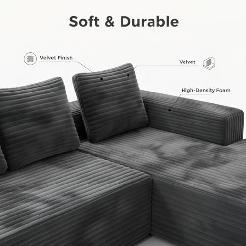 Image of KEIKI Cloud Modular Sectional Sofa with L Shape Chaise, Right Facing Chaise Layout for Apartment Comfort