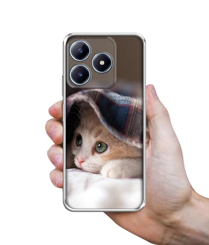 Image of Casotec Sleepy Kitten Design Printed Silicon Soft TPU Back Case Cover for Realme C63 4G / Narzo N63 4G