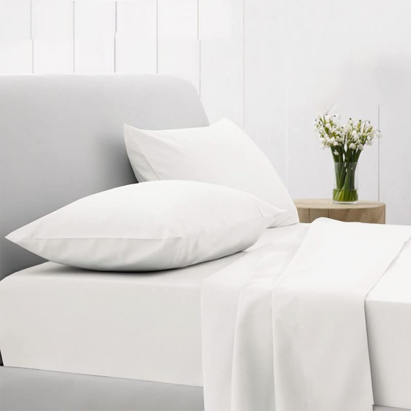 Image of Flat Sheet with Pillow Cover - White Solid Double