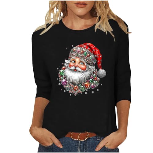 Tshirt Damen Weihnachtspullover Lange Ärmel Sweatshirt Weihnachts...