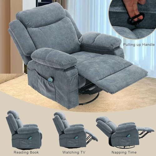 Sillón masaje reclinable eléctrico azul miniatura 4