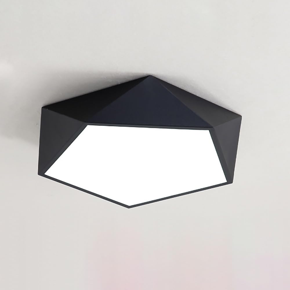 COSRUB Modern Geometric Flush Mount Ceiling Light, Polygon Dimmable LED Ceiling Lamps Fixture Nordic Cream Ceiling Lighting for Bedroom Study(Black(Stepless),52cm/20.47in)