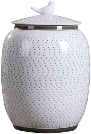 Large Sealed Rice Storage Container with Lid - Porcelain Food Storage Jar for Rice, Flour & Pet Food - Kitchen Organizer for Bulk Storage