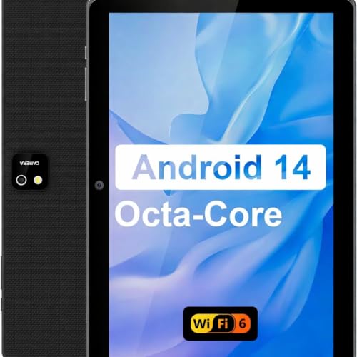 AWOW Tablet de 10 pulgadas Android 14 Octa Core 8 GB+64GB (1TB TF ampliable) – WiFi 6, Bluetooth 5.0, 5000 mAh, 1280 × 800 IPS, doble cámara, tipo C, solo con cable de carga
