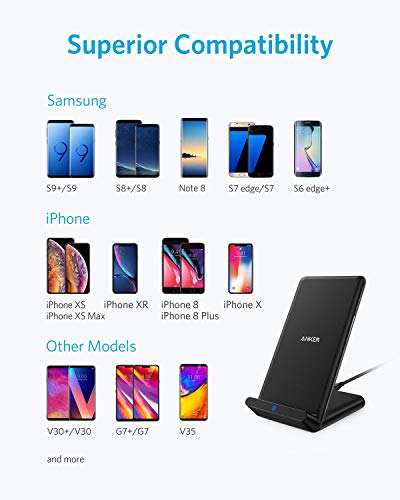 Anker Wireless Charger, Powerport Wireless 5 Stand, Qi-Certified, Compatible Iphone 11, 11 Pro, 11 Pro Max, Xr, Xs Max, Xs, X, 8, 8 Plus, Samsung Galaxy S20 S10 S9 S8, Note 10 Note 9 (No Ac Adapter) #TOP2