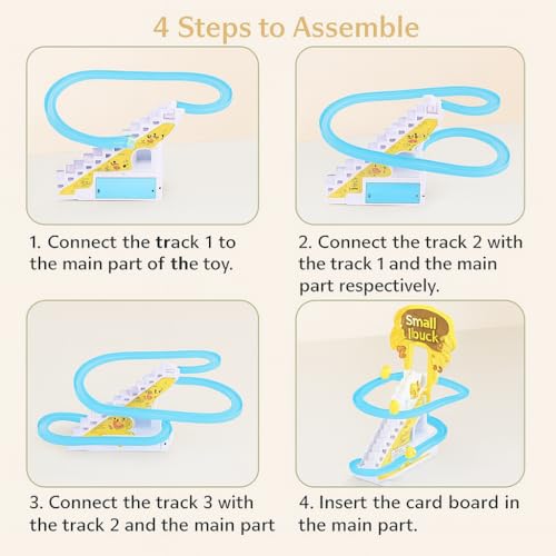 Image of Duck Climbing Stairs Free Laser Light Toy with Music & LED Lights, Automatic Escalator Track Slide Toy for Kids, Musical Duck Toy for Toddlers