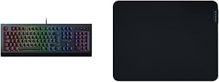 Razer Cynosa V2 - Membrane Gaming Keyboard, Black & Gigantus V2 Medium - Soft Medium Gaming Mouse Mat for Speed and Control (Non-Slip Rubber, Textured Micro-Weave Cloth, 36 x 27 x 0.3cm) Black