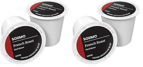Image of Amazon Brand - Solimo Coffee Pods, Dark Roast, French Roast | Keurig 2.0 Compatible | 24 Count | Pack of 2
