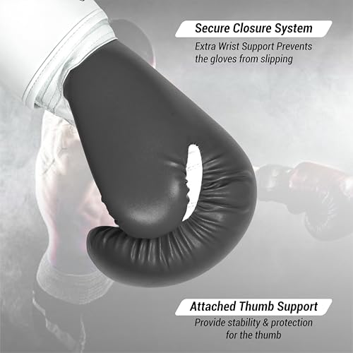 Image of Boxing Gloves - Faux Leather Training Gloves with Hook and Loop Velcro Closure for Long-Lasting Strength and Durability