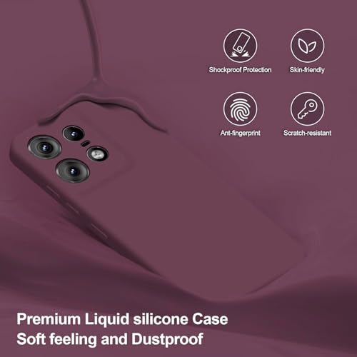 Image of DIZORO Microfiber Candy Case Compatible for Motorola Edge 50 Pro 5g Smooth Touch Cushion Liquid Soft Silicone Gel Rubber Phone Cases Non-Slip Full Body Protective Shockproof Back Cover (Wine Red)