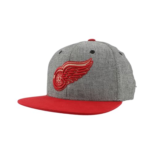 Detroit Red Wings NHL Officially Licensed Adjustable Snapback Hat Chambray Heather Black