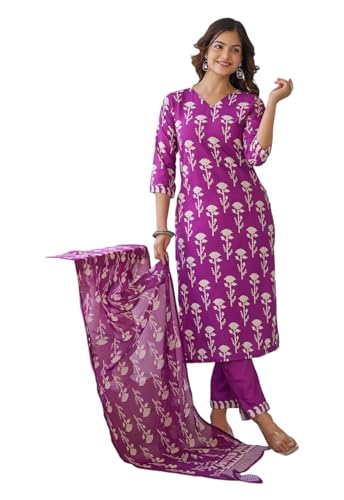 Ensemble kurta coton mélangé LookMark kurti pantalon dupatta tenue ethnique femme