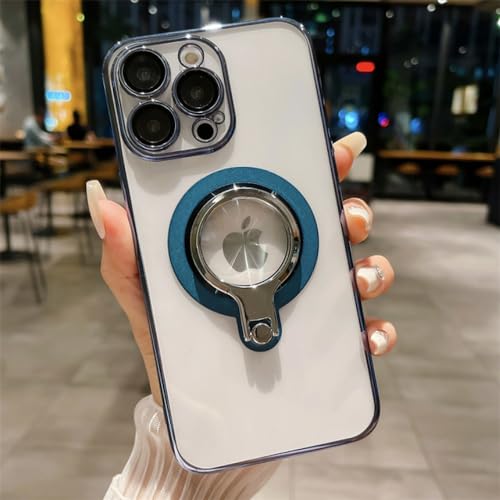 Protection complète iPhone 14 13 12 Pro Max étui magnétique bleu support rotatif PC