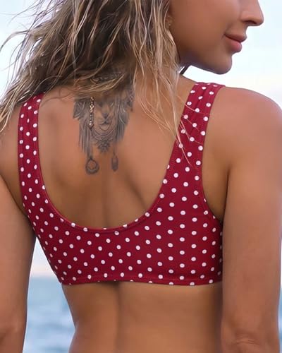 Image of Fanuerg Women's Twist Front Bikini Top V Neck Push Up Padded Swimsuit Top Bathing Suits