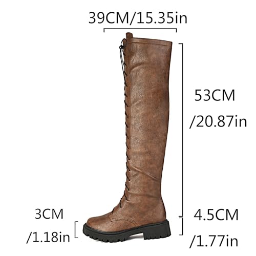 DINTAHA Lace Up Thigh High Boots Low Heel Over The Knee Platform Boots Long Knee High Boots2