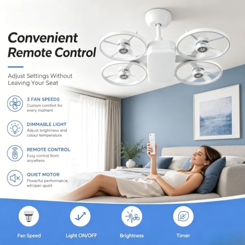 Ventilador de techo con luz Usper E27 soluciona la falta de espacio en dormitorios 5