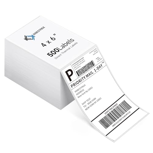 Étiquettes thermiques pour colis sans bourrage papier, format 10,2x15,2 cm plié KKBESTPACK
