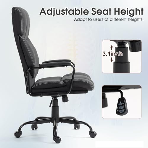 Image of ECOTOUGE Executive Office Chair, Ergonomic Chair with Thick Cushion & Lumbar Support, Computer Chair with Adjustable Height & Armrests, Big and Tall Office Chair, Rolling Swivel Chair,Dark Gray